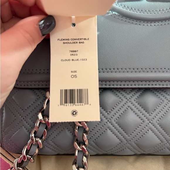 Tory Burch Blue Large Fleming Shoulder Bag, cloud blue - Picture 5 of 6